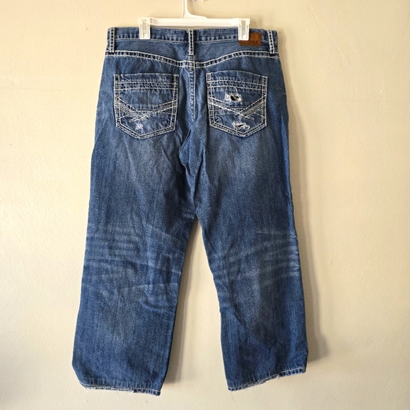 BKE DENIM SETH Distressed Denim Jeans Medium Wash Detailed Back Pockets Size 36R - Picture 3 of 17